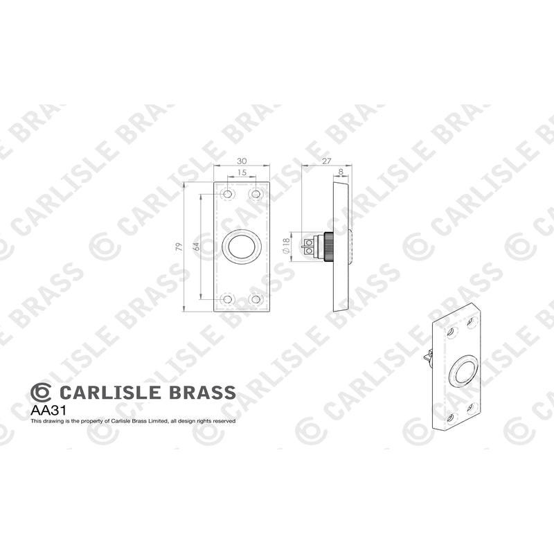 Carlisle Brass - Bell Push - Polished Chrome - AA31CP - Choice Handles