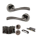 STATUS Texas Door Handle Pack (Bathroom Set - 3" CE Bathroom Lock, 4" Fire Rated Hinges x3) - Black Nickel - ADPS35RBN11 - Choice Handles
