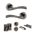 STATUS Texas Door Handle Pack (Bathroom Set - 3" CE Bathroom Lock, 4" Slim Knuckle Hinges x2) - Black Nickel - ADPS35RBN13 - Choice Handles