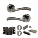 STATUS Texas Door Handle Pack (Euro Lock Set - 3" CE Sashlock, 4" Fire Rated Hinges x3) - Black Nickel - ADPS35RBN23 - Choice Handles