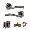 STATUS Texas Door Handle Pack (Latch Set - 3" CE Latch, 4" Slim Knuckle Hinges x2) - Black Nickel - ADPS35RBN6 - Choice Handles