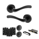 STATUS Texas Door Handle Pack (Bathroom Set - 3" CE Bathroom Lock, 4" Fire Rated Hinges x3) - Matt Black - ADPS35RMB11 - Choice Handles