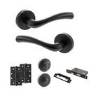 STATUS Texas Door Handle Pack (Bathroom Set - 3" CE Bathroom Lock, 4" Slim Knuckle Hinges x2) - Matt Black - ADPS35RMB13 - Choice Handles