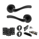 STATUS Texas Door Handle Pack (Euro Lock Set - 3" CE Sashlock, 3" Fire Rated Hinges x3) - Matt Black - ADPS35RMB21 - Choice Handles