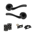 STATUS Texas Door Handle Pack (Latch Set - 2.5" Latch, 3" Hinges x2) - Matt Black - ADPS35RMB7 - Choice Handles