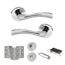 STATUS Texas Door Handle Pack (Bathroom Set - 3" CE Bathroom Lock, 3" Fire Rated Hinges x3) - Polished Chrome - ADPS35RPC9 - Choice Handles