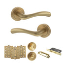 STATUS Texas Door Handle Pack (Bathroom Set - 3" CE Bathroom Lock, 4" Fire Rated Hinges x3) - Satin Brass - ADPS35RSB11 - Choice Handles