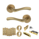 STATUS Texas Door Handle Pack (Euro Lock Set - 2.5" CE Sashlock, 4" Fire Rated Hinges x3) - Satin Brass - ADPS35RSB22 - Choice Handles