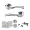 STATUS Texas Door Handle Pack (Bathroom Set - 2.5" CE Bathroom Lock, 4" Fire Rated Hinges x3) - Satin Chrome - ADPS35RSC10 - Choice Handles