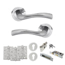 STATUS Texas Door Handle Pack (Euro Lock Set - 2.5" CE Sashlock, 4" Fire Rated Hinges x3) - Satin Chrome - ADPS35RSC22 - Choice Handles