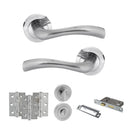 STATUS Texas Door Handle Pack (Bathroom Set - 2.5" CE Bathroom Lock, 3" Fire Rated Hinges x3) - Satin Chrome - ADPS35RSC8 - Choice Handles