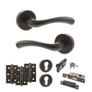 STATUS Texas Door Handle Pack (Euro Lock Set - 3" CE Sashlock, 3" Fire Rated Hinges x3) - Urban Dark Bronze - ADPS35RUDB21 - Choice Handles