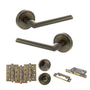 STATUS Alabama Door Handle Pack (Bathroom Set - 3" CE Bathroom Lock, 4" Fire Rated Hinges x3) - Antique Brass - ADPS43RAB11 - Choice Handles