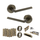 STATUS Alabama Door Handle Pack (Euro Lock Set - 2.5" CE Sashlock, 4" Fire Rated Hinges x3) - Antique Brass - ADPS43RAB22 - Choice Handles