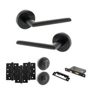 STATUS Alabama Door Handle Pack (Bathroom Set - 2.5" CE Bathroom Lock, 4" Fire Rated Hinges x3) - Matt Black - ADPS43RMB10 - Choice Handles