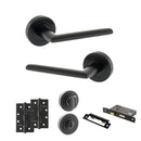 STATUS Alabama Door Handle Pack (Bathroom Set - 3" CE Bathroom Lock, 4" Slim Knuckle Hinges x2) - Matt Black - ADPS43RMB13 - Choice Handles