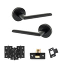 STATUS Alabama Door Handle Pack (Latch Set - 2.5" CE Latch, 3" Fire Rated Hinges x3) - Matt Black - ADPS43RMB1 - Choice Handles