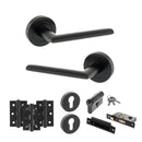 STATUS Alabama Door Handle Pack (Euro Lock Set - 3" CE Sashlock, 3" Fire Rated Hinges x3) - Matt Black - ADPS43RMB21 - Choice Handles