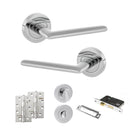 STATUS Alabama Door Handle Pack (Bathroom Set - 3" CE Bathroom Lock, 4" Slim Knuckle Hinges x2) - Polished Chrome - ADPS43RPC13 - Choice Handles