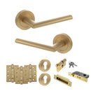 STATUS Alabama Door Handle Pack (Euro Lock Set - 2.5" CE Sashlock, 4" Fire Rated Hinges x3) - Satin Brass - ADPS43RSB22 - Choice Handles