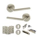 STATUS Alabama Door Handle Pack (Euro Lock Set - 2.5" CE Sashlock, 3" Fire Rated Hinges x3) - Satin Nickel - ADPS43RSN20 - Choice Handles
