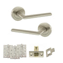 STATUS Alabama Door Handle Pack (Latch Set - 2.5" CE Latch, 4" Fire Rated Hinges x3) - Satin Nickel - ADPS43RSN3 - Choice Handles