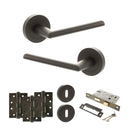 STATUS Alabama Door Handle Pack (3 Lever Lock Set - 2.5" CE Sashlock, 4" Fire Rated Hinges x3) - Urban Dark Bronze - ADPS43RUDB16 - Choice Handles