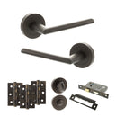 STATUS Alabama Door Handle Pack (Bathroom Set - 2.5" CE Bathroom Lock, 3" Fire Rated Hinges x3) - Urban Dark Bronze - ADPS43RUDB8 - Choice Handles
