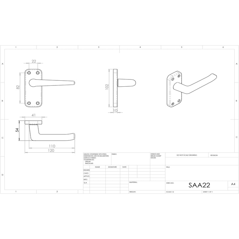 Eurospec - Aluminium Lever Latch Door Pack - Satin Anodised Aluminium - SAA22/INTB - Choice Handles
