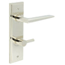 Burlington - Mayfair Door Handle Din Bathroom Backplate Polished Nickel & Turn & Release - BUR-10PN-456PN-82PN - Choice Handles