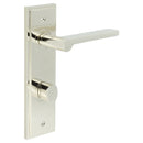 Burlington - Fitzrovia Door Handle Din Bathroom Backplate Polished Nickel & Turn & Release - BUR-15PN-456PN-81PN - Choice Handles