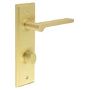 Burlington - Fitzrovia Door Handle Din Bathroom Backplate Satin Brass & Turn & Release - BUR-15SB-456SB-81SB - Choice Handles