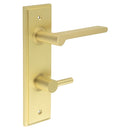 Burlington - Fitzrovia Door Handle Din Bathroom Backplate Satin Brass & Turn & Release - BUR-15SB-456SB-82SB - Choice Handles