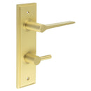 Burlington - Knightsbridge Door Handle Din Bathroom Backplate Satin Brass & Turn & Release - BUR-20SB-456SB-82SB - Choice Handles