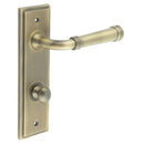 Burlington - Highgate Door Handle Din Bathroom Backplate Antique Brass & Turn & Release - BUR-35AB-456AB-80AB - Choice Handles