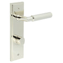 Burlington - Piccadilly Door Handle Bathroom Din Backplate Polished Nickel & Turn & Release - BUR-40PN-456PN-81PN - Choice Handles