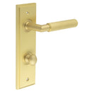 Burlington - Piccadilly Door Handle Bathroom Din Backplate Satin Brass & Turn & Release - BUR-40SB-456SB-80SB - Choice Handles
