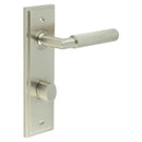 Burlington - Piccadilly Door Handle Din Bathroom Backplate Satin Nickel & Turn & Release - BUR-40SN-456SN-81SN - Choice Handles