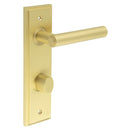 Burlington - Richmond Door Handle Din Bathroom Backplate Satin Brass & Turn & Release - BUR-45SB-456SB-81SB - Choice Handles