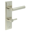 Burlington - Richmond Door Handle Din Bathroom Backplate Satin Nickel & Turn & Release - BUR-45SN-456SN-82SN - Choice Handles