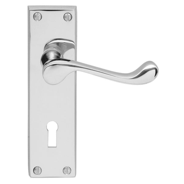 Carlisle Brass - Contract Victorian Scroll Lever on Lock Backplate - Polished Chrome - CBS54CP - Choice Handles