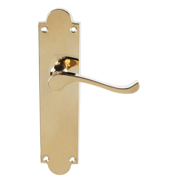 Carlisle Brass - Victorian Scroll Lever On Shaped Backplate - Latch (Contract Range) - Polished Brass - CBS67 - Choice Handles