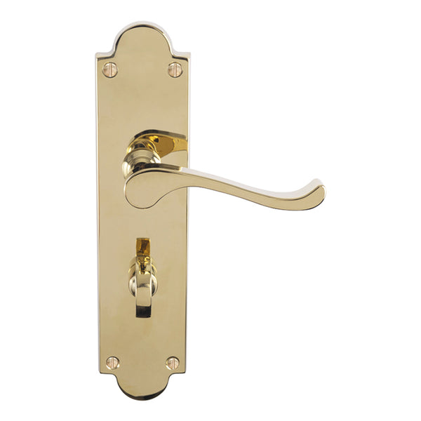 Carlisle Brass - Victorian Scroll Lever On Shaped Backplate - Bathroom 57mm C/C (Contract Range) - Polished Brass - CBS68WC - Choice Handles