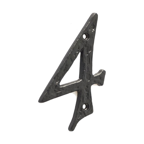 Frelan - Antique Door Numerals No. 4 - Black - JAB15-4 - Choice Handles