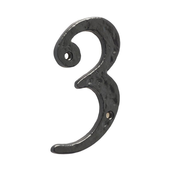 Frelan - Antique Door Numerals No. 3 - Black - JAB15-3 - Choice Handles