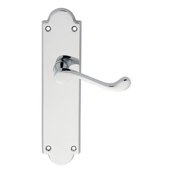 Carlisle Brass - Victorian Scroll Lever on Shaped Latch Backplate - Polished Chrome - M67CP - Choice Handles