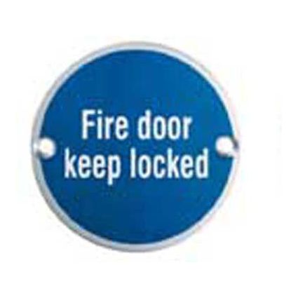 Eurospec - Signage Fire Door - Keep Locked 75mm  - Bright Stainless Steel - SEX1015BSS - Choice Handles