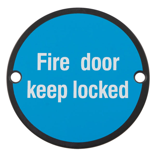 Eurospec - Signage Fire Door - Keep Locked 75mm  - Matt Black - SEX1015MB - Choice Handles