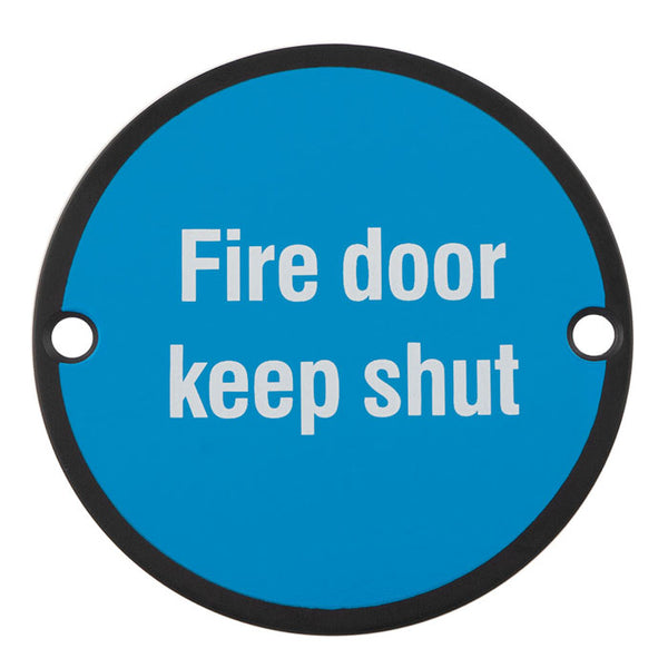 Eurospec - Signage Fire Door - Keep Shut 75mm - Matt Black - SEX1016MB - Choice Handles