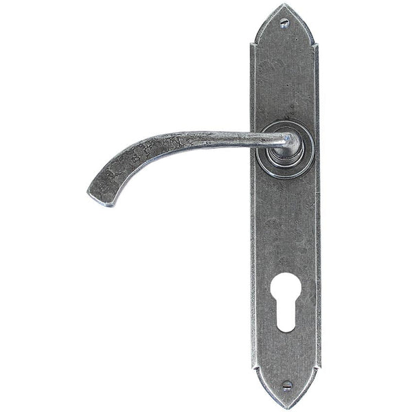From The Anvil - Gothic Curved Lever Espag. Lock Set - Pewter Patina - 33765 - Choice Handles